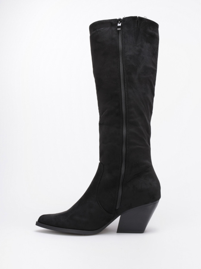 Bottes santiags noires en suédine à strass