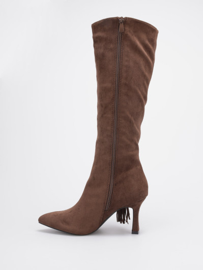 Bottes marron en suédine avec franges