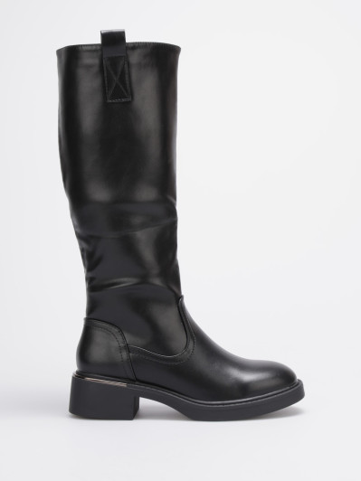 Bottes cavalières noires avec détail métallique