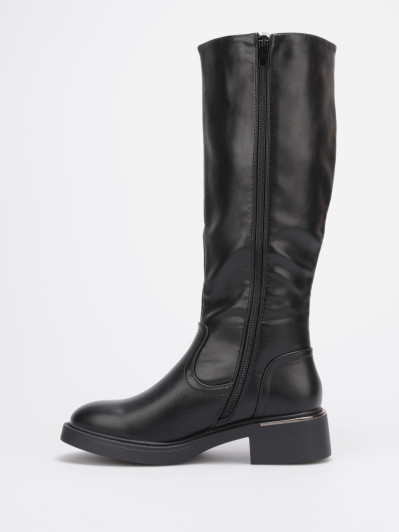 Bottes cavalières noires avec détail métallique