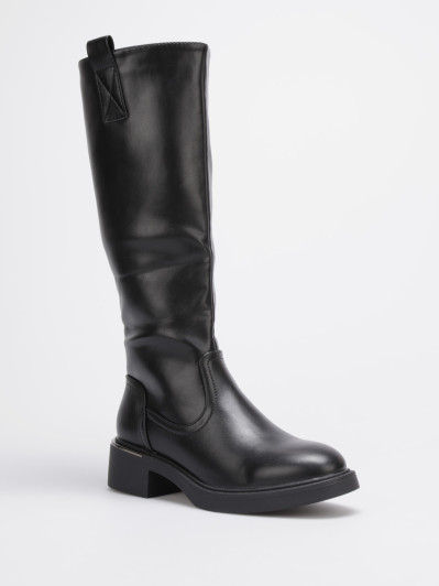 Bottes cavalières noires avec détail métallique