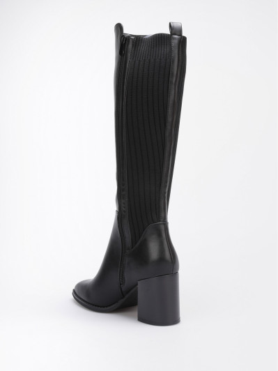 Bottes noires style cavalières bi-matières
