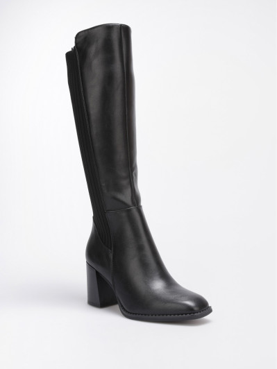 Bottes noires style cavalières bi-matières