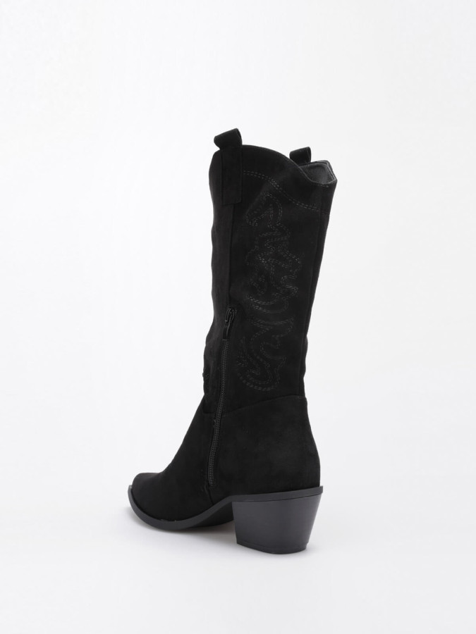 Santiags noires à surpiqûres décoratives