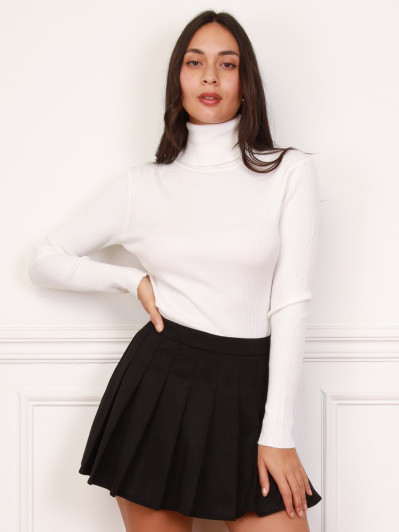 Top col roulé blanc en maille