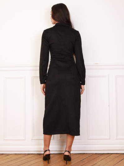 Robe en suédine à boutons décoratifs