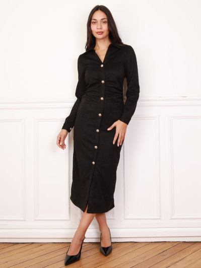 Robe en suédine à boutons décoratifs