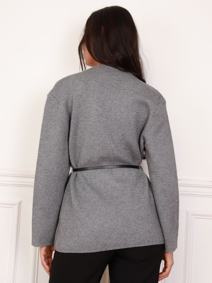 Gilet cache-coeur gris avec ceinture