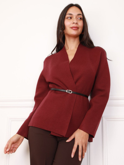 Gilet cache-coeur bordeaux avec ceinture