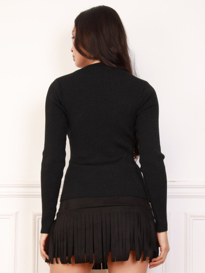 Top à paillettes noir avec bijoux coquillage