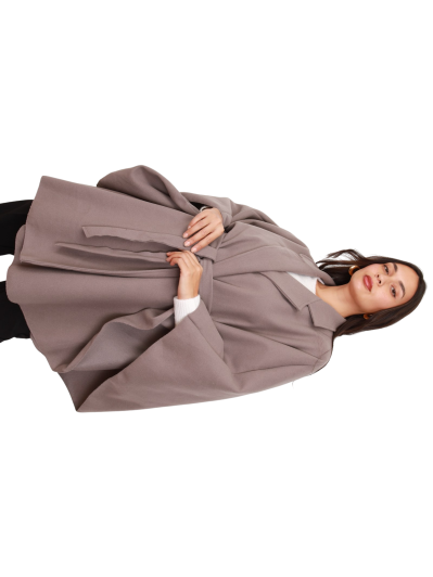 Manteau cape ceinturée taupe