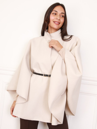 Cape mi-longue ceinturée