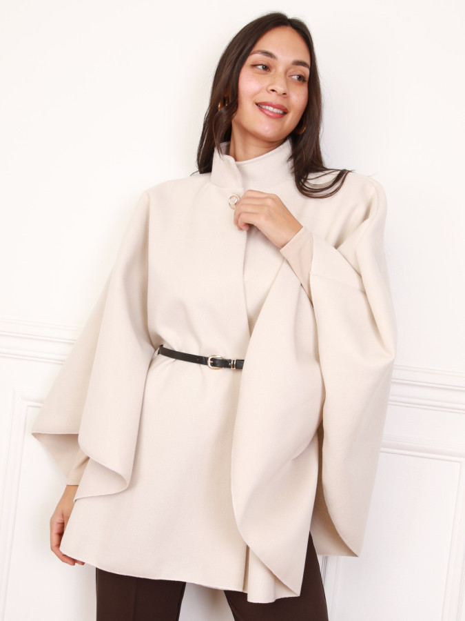 Cape mi-longue ceinturée