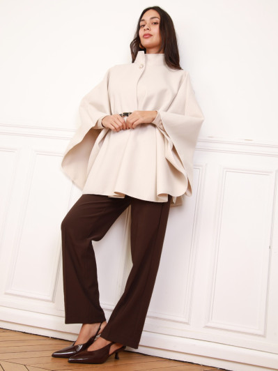 Cape mi-longue ceinturée