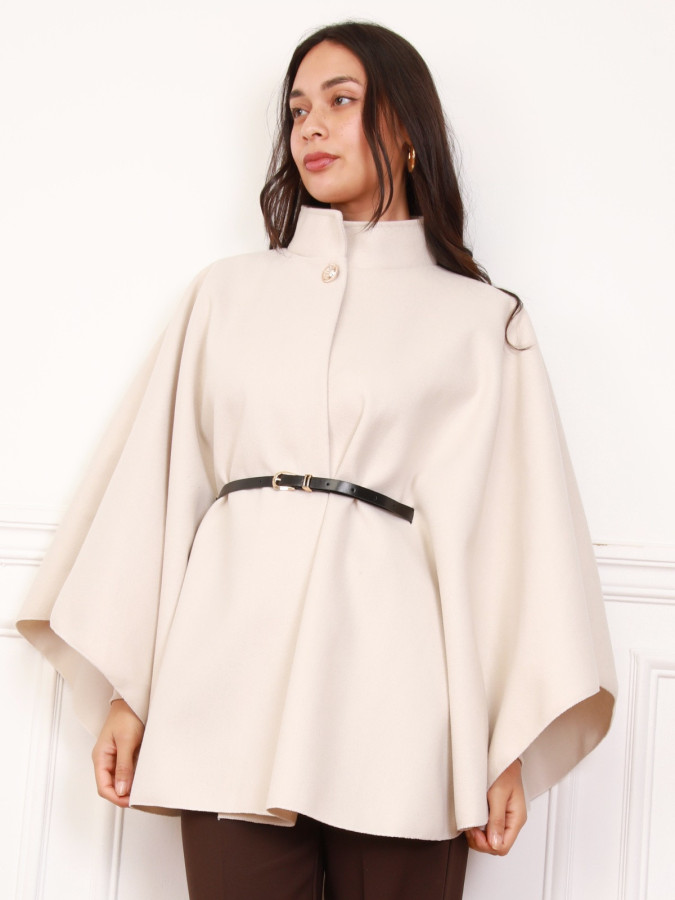 Cape mi-longue ceinturée