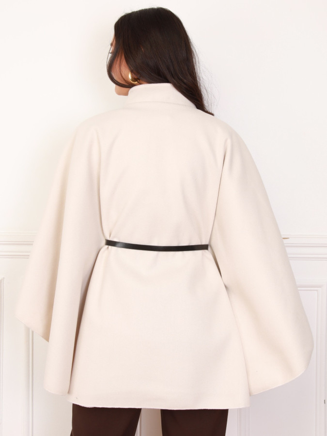 Cape mi-longue ceinturée