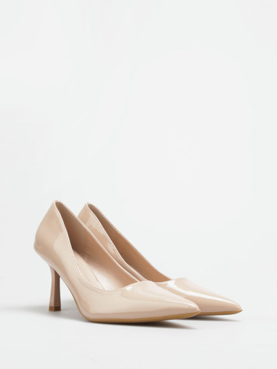 Escarpin verni beige bout pointu