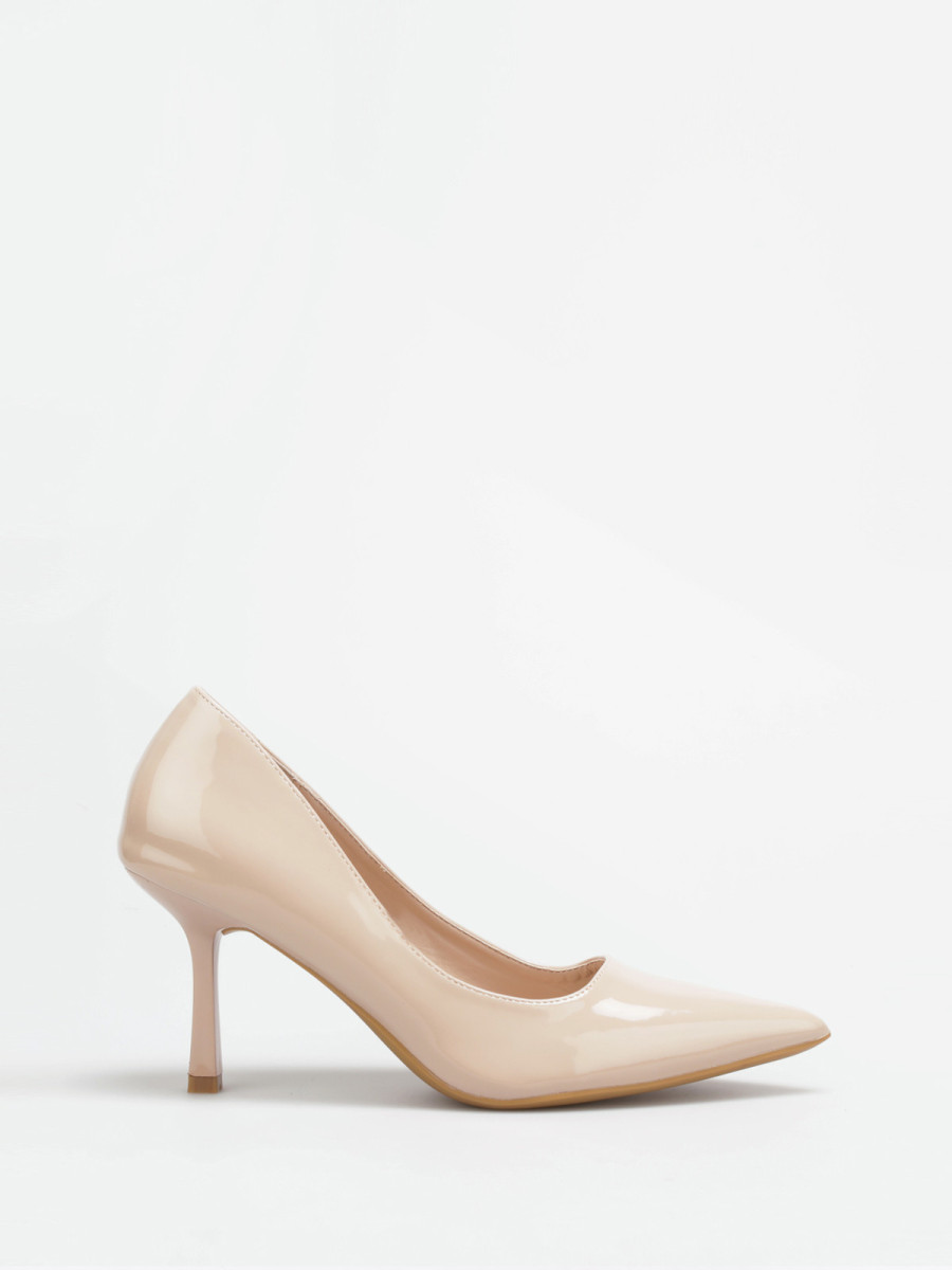 Escarpin verni beige bout pointu