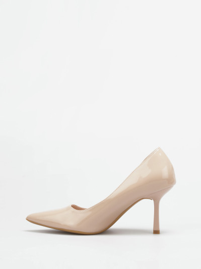 Escarpin verni beige bout pointu