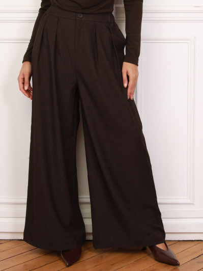 Pantalon de costume wide leg marron