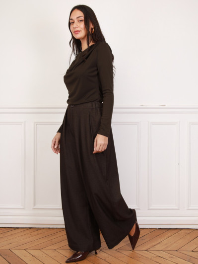 Pantalon de costume wide leg marron