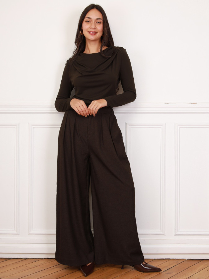 Pantalon de costume wide leg marron