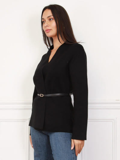 Gilet cache-coeur noir avec ceinture