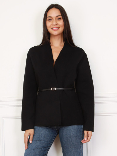 Gilet cache-coeur noir avec ceinture