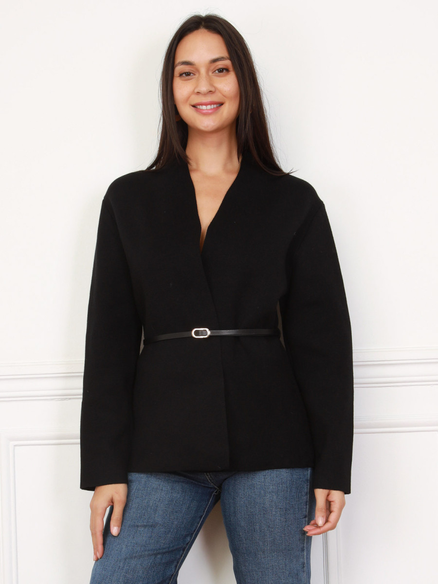 Gilet cache-coeur noir avec ceinture