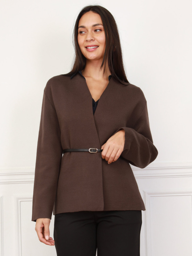 Gilet cache-coeur marron avec ceinture