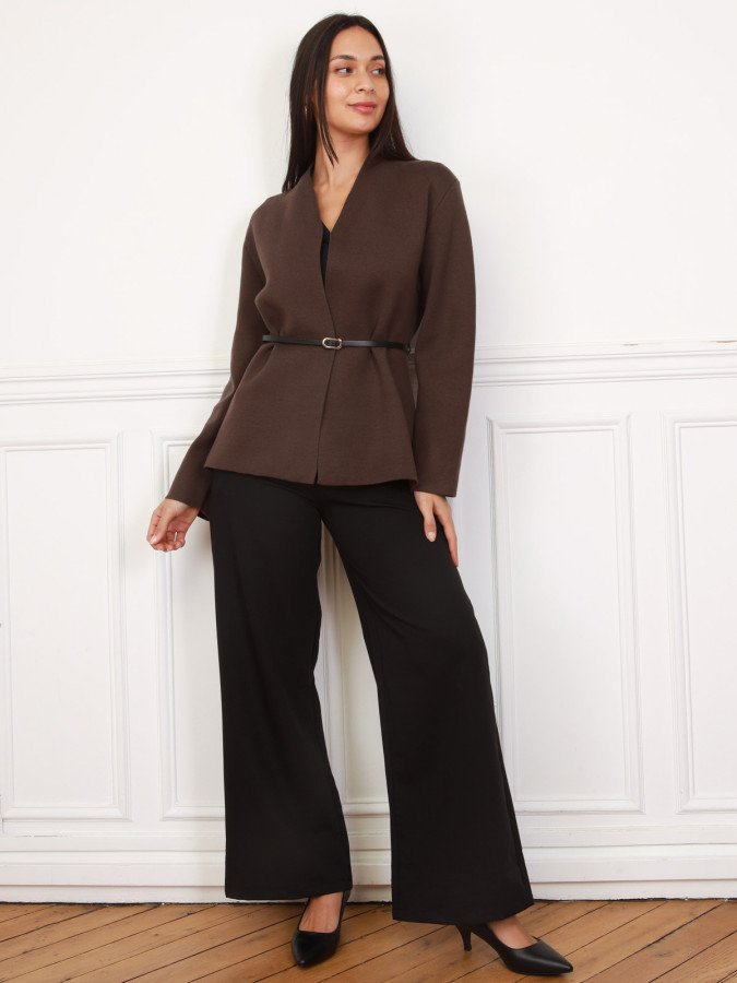 Gilet cache-coeur marron avec ceinture