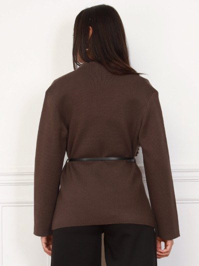 Gilet cache-coeur marron avec ceinture