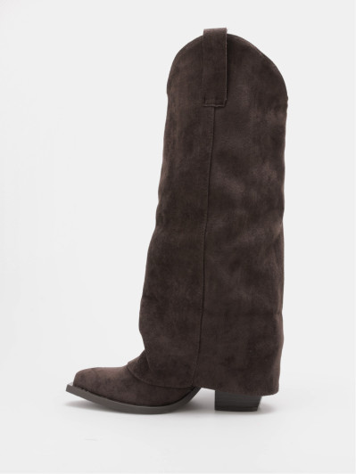 Bottes santiags à revers franges marron