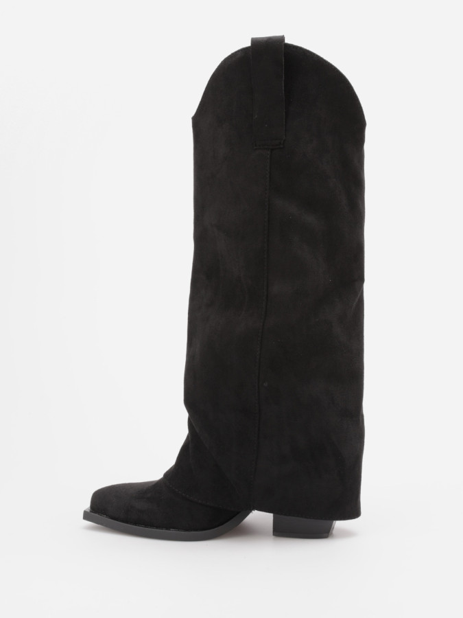 Bottes santiags à revers franges noires