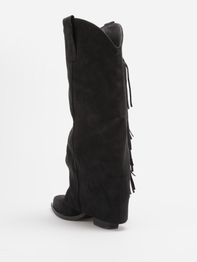 Bottes santiags à revers franges noires