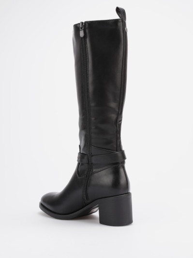 Bottes bi-matières noires à boucle décorative