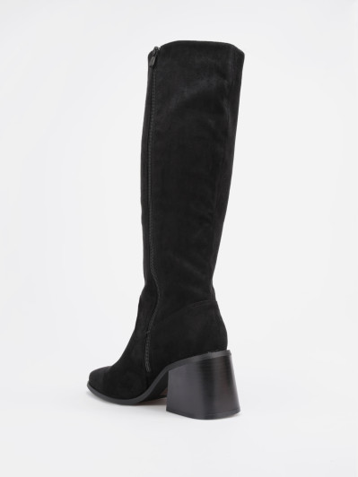 Bottes en suédine noires à talon bloc