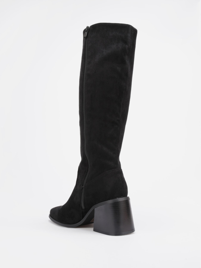 Bottes en suédine noires à talon bloc