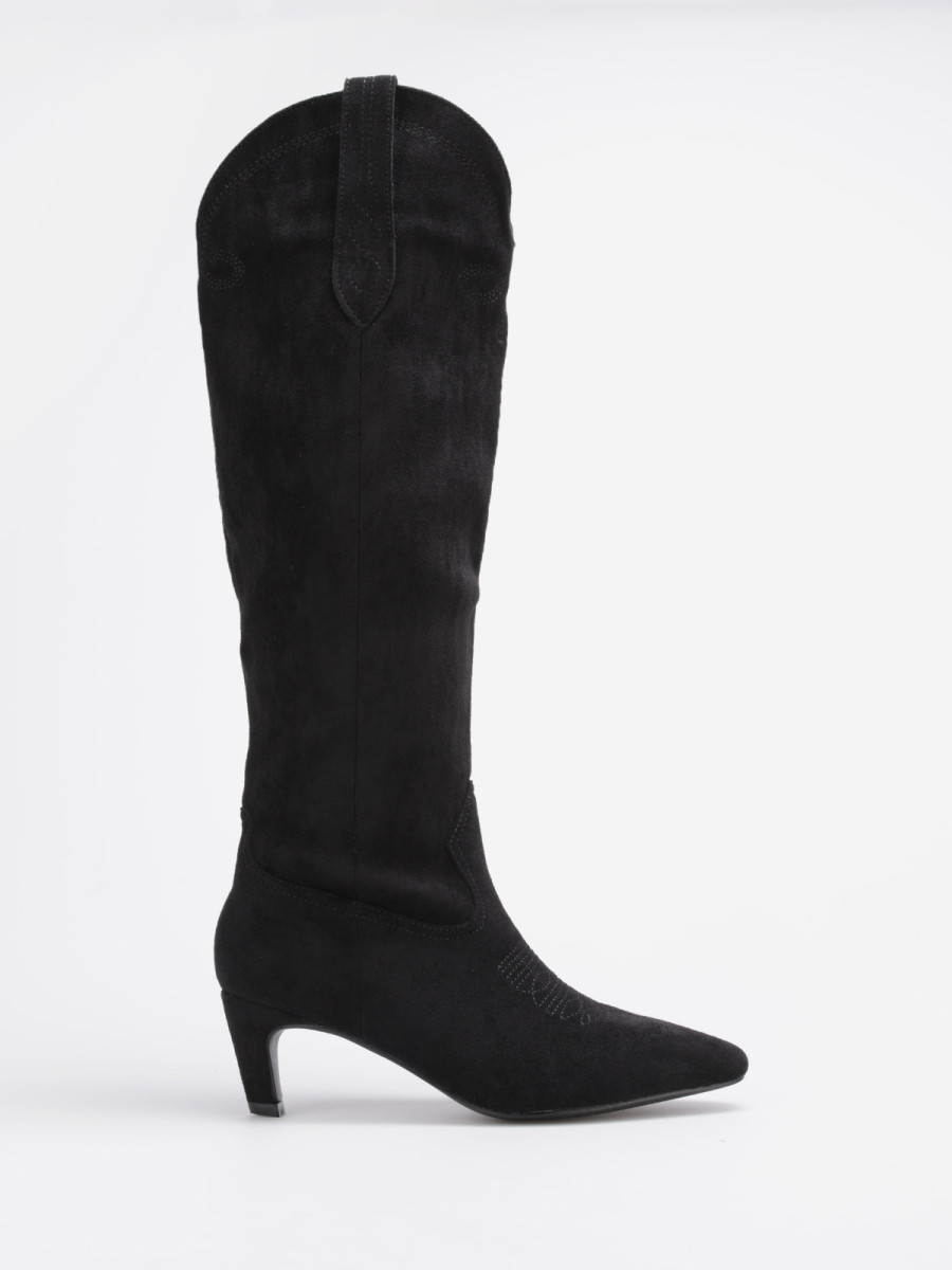 Bottes santiags noires à petit talon fin