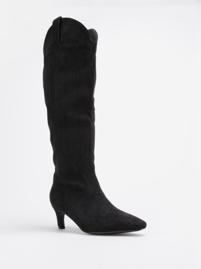 Bottes santiags noires à petit talon fin