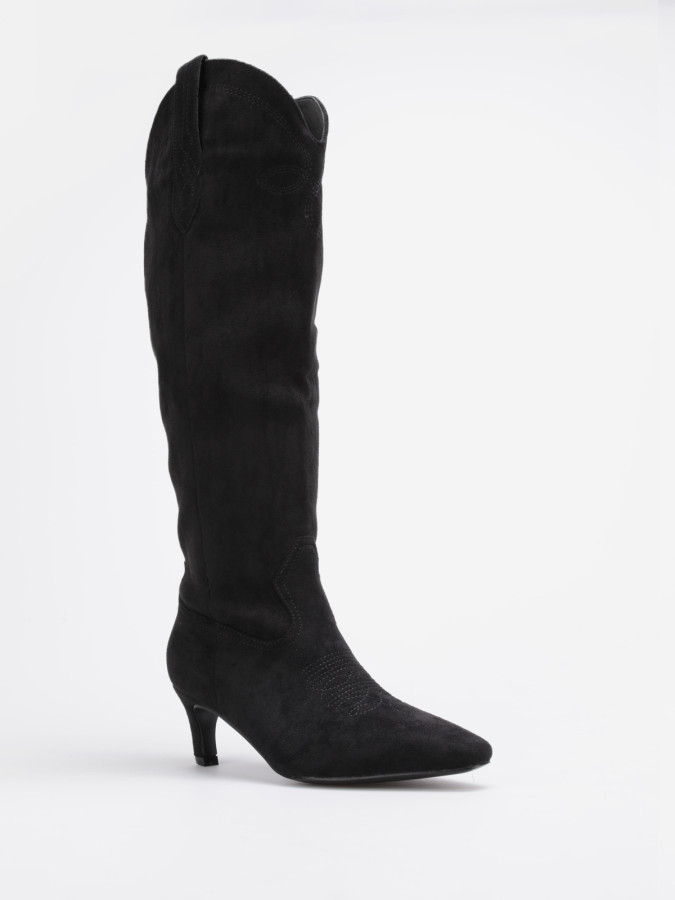 Bottes santiags noires à petit talon fin