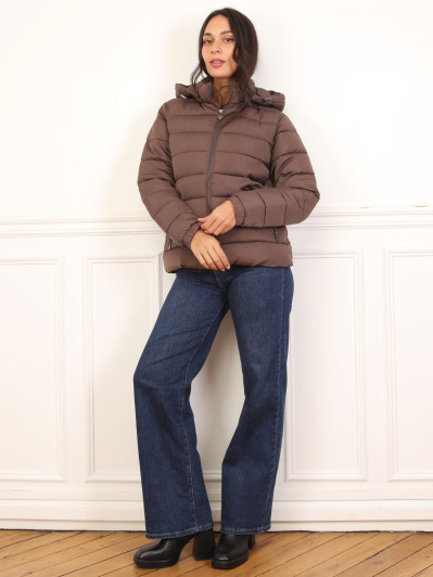 Doudoune courte matelassée marron