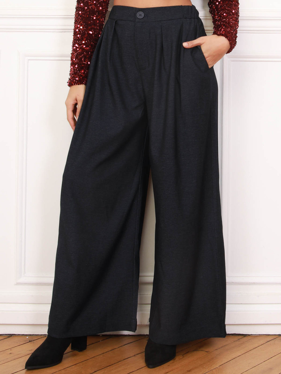 Pantalon de costume wide leg bleu marine