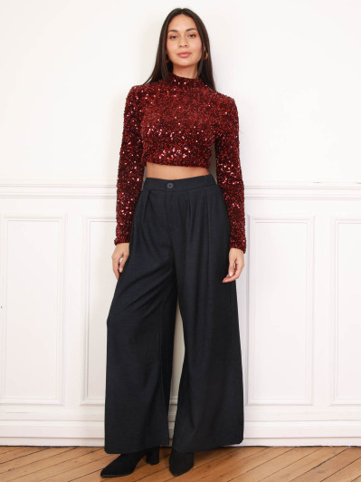 Pantalon de costume wide leg bleu marine