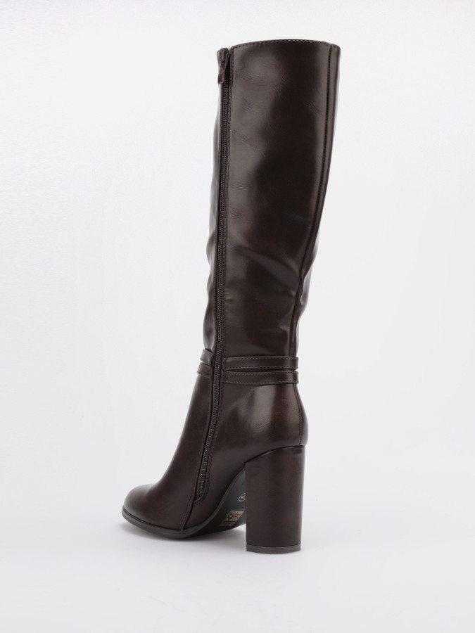 Bottes en simili marron à bride décorative