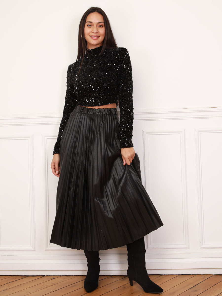 Haut Noir Cropped Avec Perles Cest Si Bon - Taille 12 - Neuf Sans étiquettes