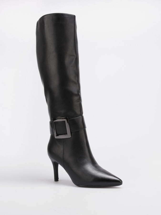 Bottes noires à boucle carré XXL