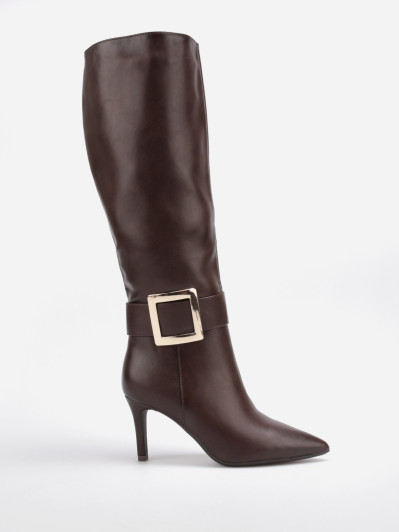 Bottes marron à boucle carré XXL