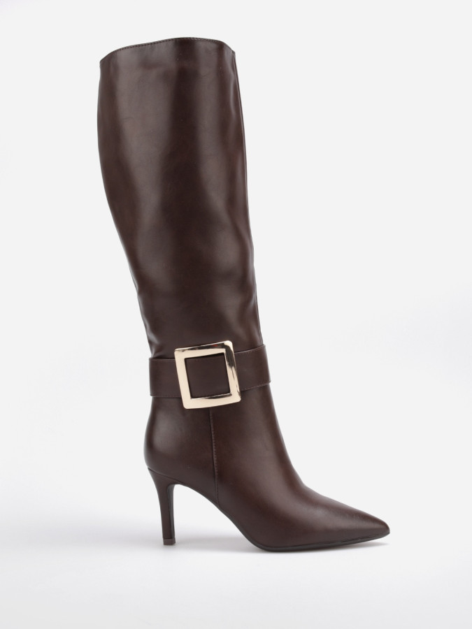 Bottes marron à boucle carré XXL