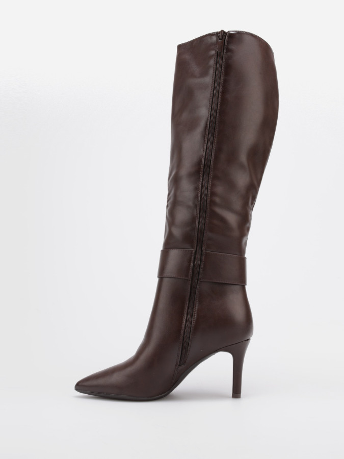 Bottes marron à boucle carré XXL